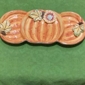 Ceramic Pumpkin Relish Tray for Fall and/or Thanksgiving.
